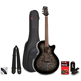 Mitchell MX430QAB Exotic Series Acoustic-Electric Guitar Pack Midnight Black Edge Burst