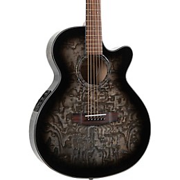 Mitchell MX430QAB Exotic Series Acoustic-Electric Guitar Pack Midnight Black Edge Burst