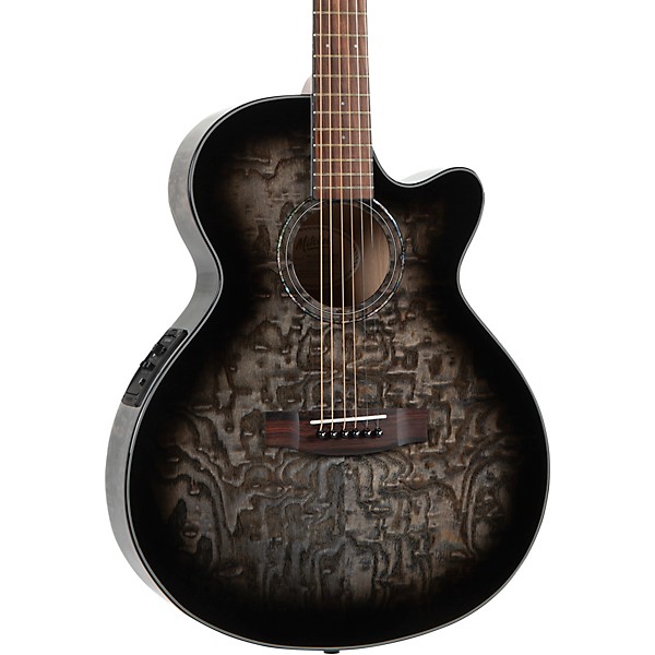 Mitchell MX430QAB Exotic Series Acoustic-Electric Guitar Pack Midnight Black Edge Burst