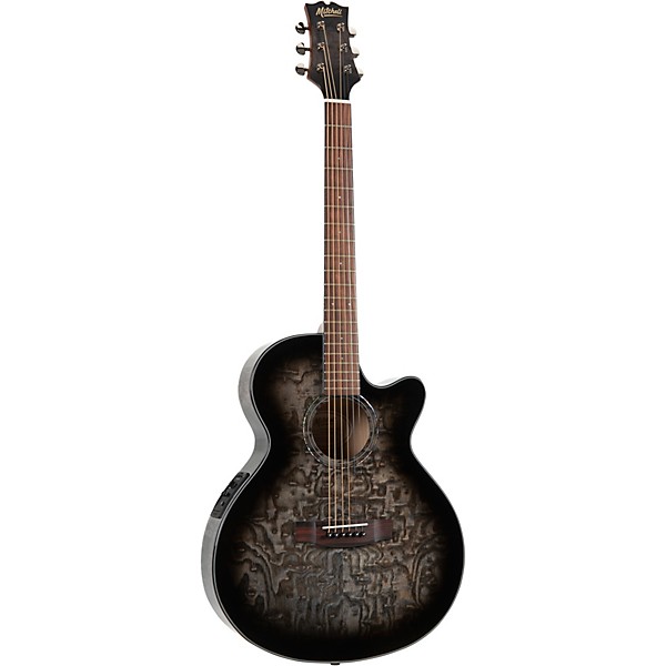 Mitchell MX430QAB Exotic Series Acoustic-Electric Guitar Pack Midnight Black Edge Burst