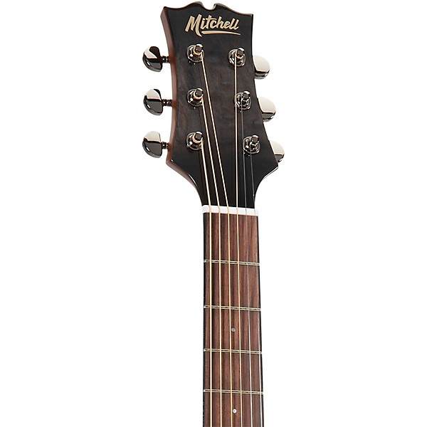 Mitchell MX430QAB Exotic Series Acoustic-Electric Guitar Pack Midnight Black Edge Burst