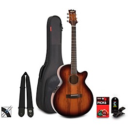 Mitchell MX430 Spalted Maple Acoustic-Electric Guitar Pack Whiskey Burst