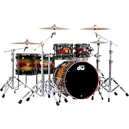 DW SonicPly Collectors 5-Piece Exotic Shell Pack with 22 in. Bass Drum Natural to Quick Royal Blue Burst Over Horizontal Padauk