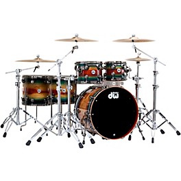 DW SonicPly Collectors 5-Piece Exotic Shell Pack with 22 in. Bass Drum Natural to Quick Royal Blue Burst Over Horizontal P...
