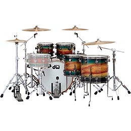 DW SonicPly Collectors 5-Piece Exotic Shell Pack with 22 in. Bass Drum Natural to Quick Royal Blue Burst Over Horizontal Padauk