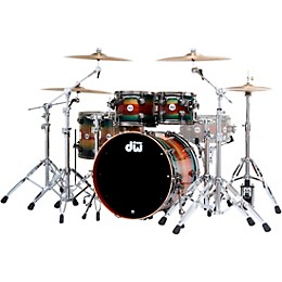 DW SonicPly Collectors 5-Piece Exotic Shell Pack with 22 in. Bass Drum Natural to Quick Royal Blue Burst Over Horizontal Padauk
