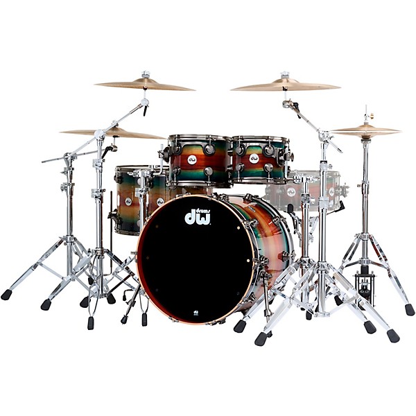 DW SonicPly Collectors 5-Piece Exotic Shell Pack with 22 in. Bass Drum Natural to Quick Royal Blue Burst Over Horizontal P...