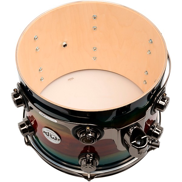 DW SonicPly Collectors 5-Piece Exotic Shell Pack with 22 in. Bass Drum Natural to Quick Royal Blue Burst Over Horizontal P...