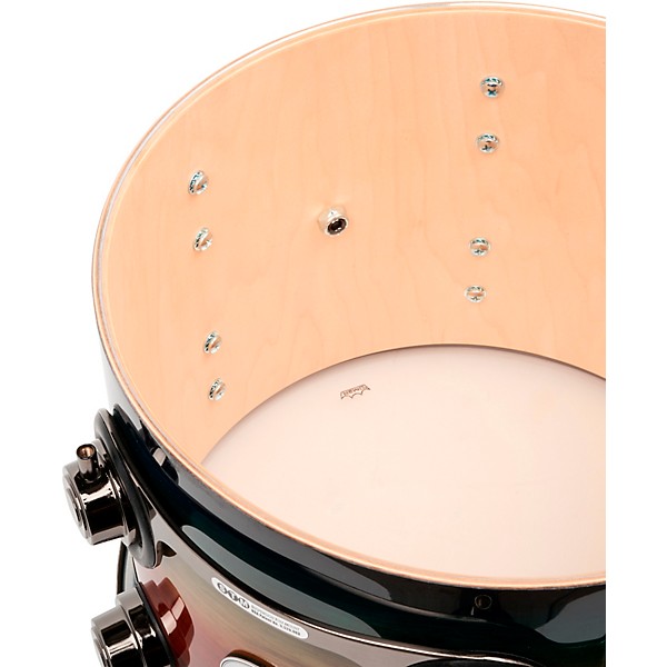 DW SonicPly Collectors 5-Piece Exotic Shell Pack with 22 in. Bass Drum Natural to Quick Royal Blue Burst Over Horizontal P...