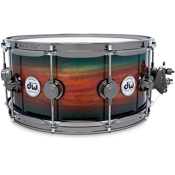 DW SonicPly Collectors Exotic Snare Drum with Black Nickel Hardware 14 x 6.5 in. Natural to Quick Royal Blue Burst Over Ho...