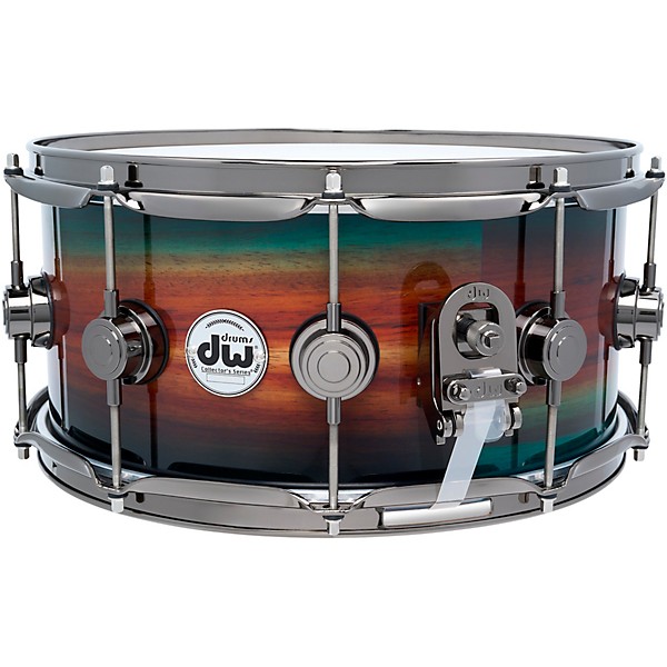 DW SonicPly Collectors Exotic Snare Drum with Black Nickel Hardware 14 x 6.5 in. Natural to Quick Royal Blue Burst Over Ho...