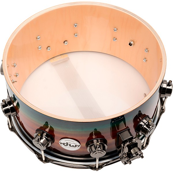 DW SonicPly Collectors Exotic Snare Drum with Black Nickel Hardware 14 x 6.5 in. Natural to Quick Royal Blue Burst Over Ho...