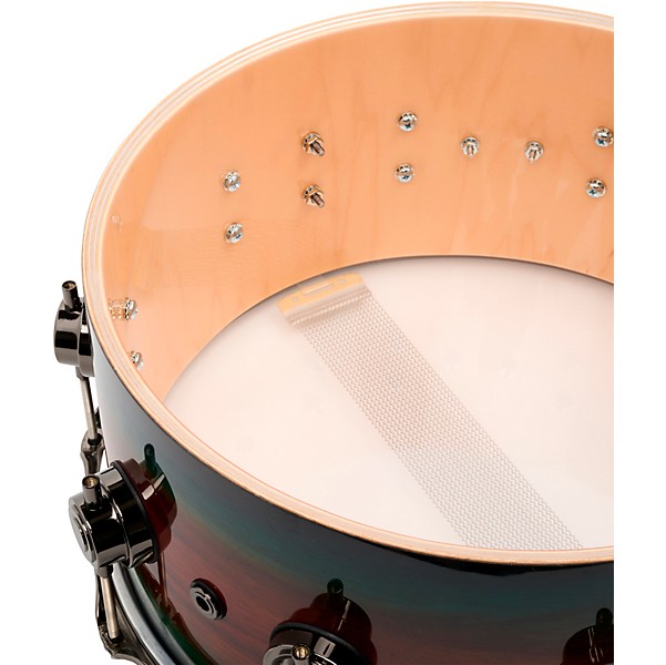 DW SonicPly Collectors Exotic Snare Drum with Black Nickel Hardware 14 x 6.5 in. Natural to Quick Royal Blue Burst Over Ho...