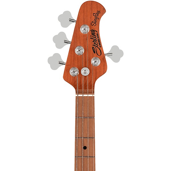 Sterling by Music Man StingRay RAY34 Maple Top Electric Bass Guitar - Natural Burst Satin