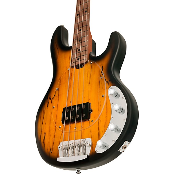 Sterling by Music Man StingRay RAY34 Maple Top Electric Bass Guitar - Natural Burst Satin