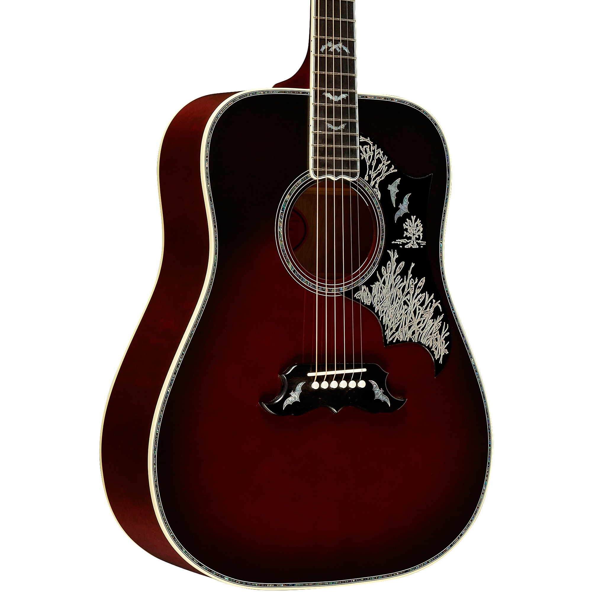 Platinum Gibson Bats in Flight Acoustic Guitar - Blood Red Burst