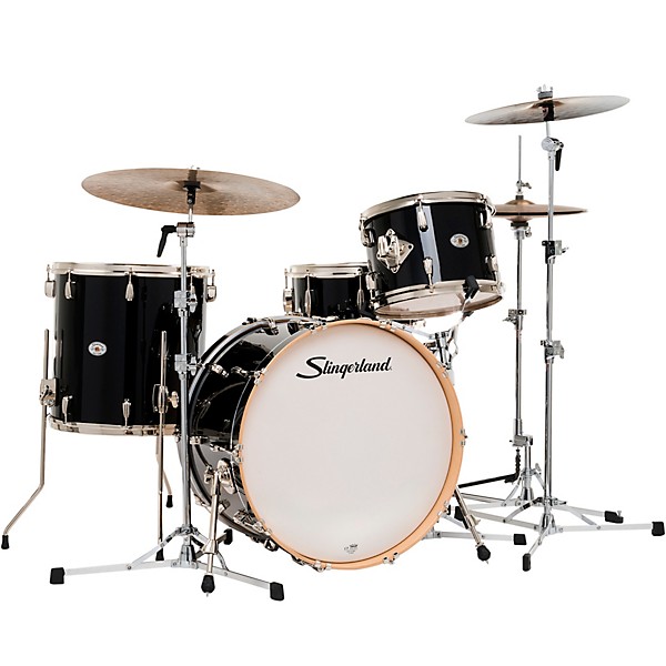 Slingerland Studio King 4-Piece Shell Pack with 22" Bass Drum and Snare Drum Del Norte Black Lacquer