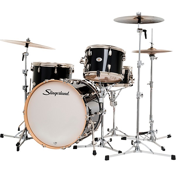 Slingerland Studio King 4-Piece Shell Pack with 22" Bass Drum and Snare Drum Del Norte Black Lacquer