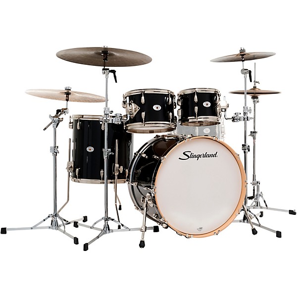 Slingerland Studio King 4-Piece Shell Pack with 22" Bass Drum Del Norte Black Lacquer