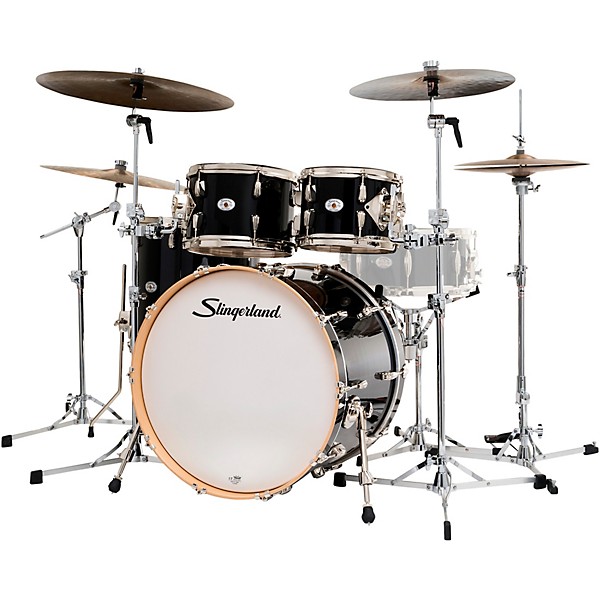 Slingerland Studio King 4-Piece Shell Pack with 22" Bass Drum Del Norte Black Lacquer