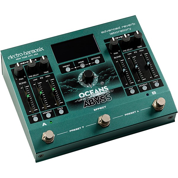 Electro-Harmonix Oceans Abyss Advanced Reverb Laboratory Effects Pedal Green