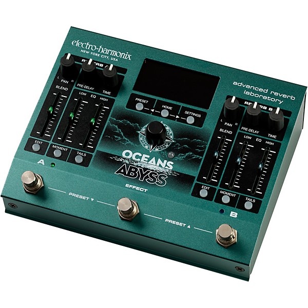 Electro-Harmonix Oceans Abyss Advanced Reverb Laboratory Effects Pedal Green