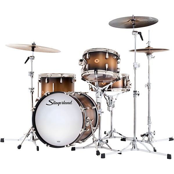 Slingerland Radio King 4-Piece Shell Pack With 18" Bass Drum and Snare Black and Gold Lacquer