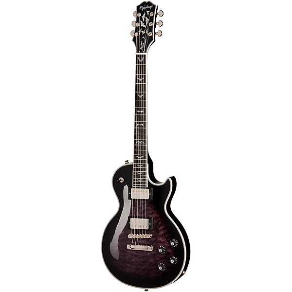 Epiphone Les Paul Custom Bats in Flight Electric Guitar - Dark Purple Burst