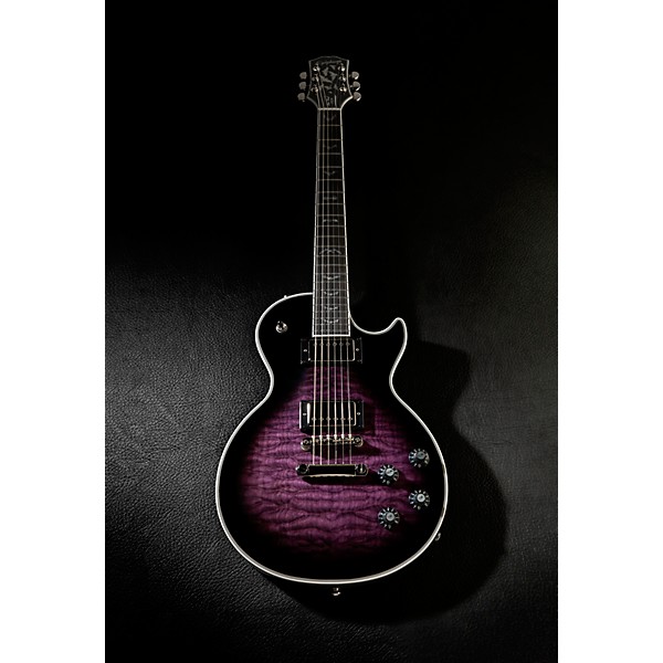 Epiphone Les Paul Custom Bats in Flight Electric Guitar - Dark Purple Burst