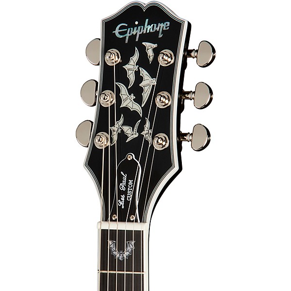 Epiphone Les Paul Custom Bats in Flight Electric Guitar - Transparent Ebony Burst
