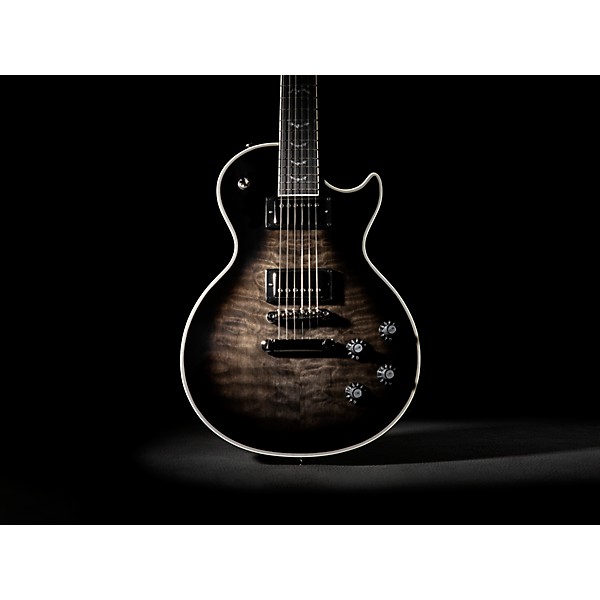 Epiphone Les Paul Custom Bats in Flight Electric Guitar - Transparent Ebony Burst
