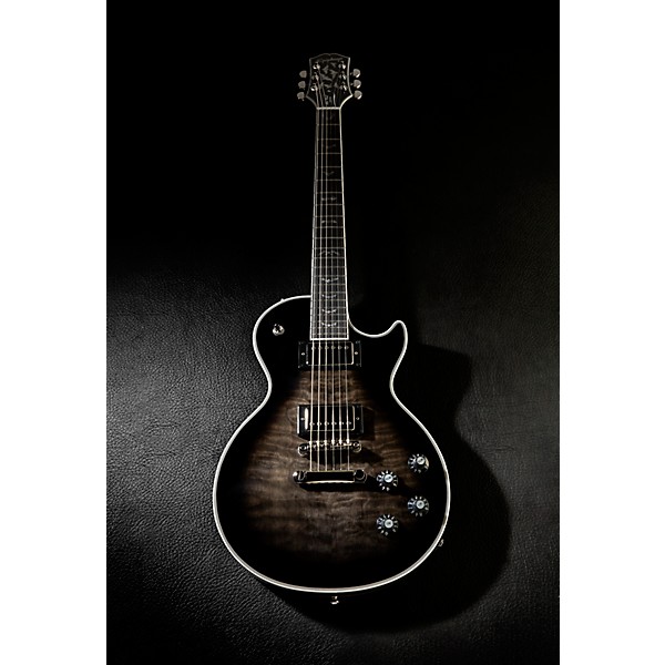 Epiphone Les Paul Custom Bats in Flight Electric Guitar - Transparent Ebony Burst
