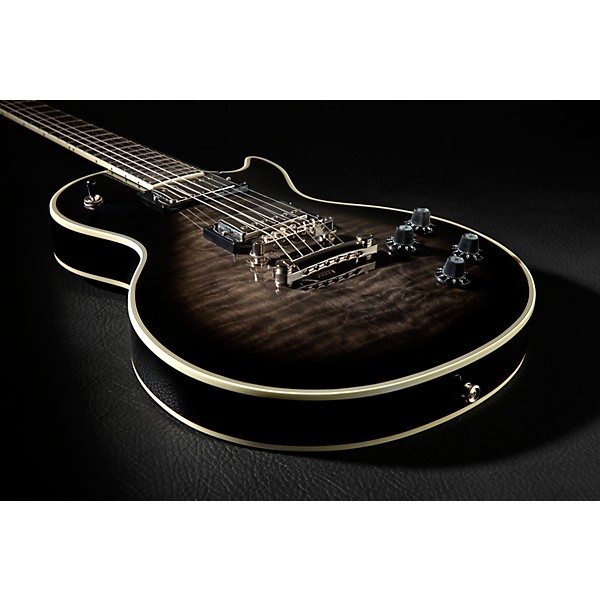 Epiphone Les Paul Custom Bats in Flight Electric Guitar - Transparent Ebony Burst