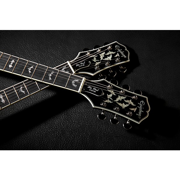 Epiphone Les Paul Custom Bats in Flight Electric Guitar - Transparent Ebony Burst