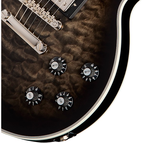Epiphone Les Paul Custom Bats in Flight Electric Guitar - Transparent Ebony Burst