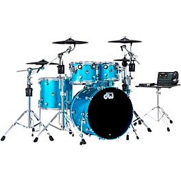 DWe 5-Piece Complete Kit Bundle with Roland Cymbals and DW Hardware Laser Blue Metallic Lacquer
