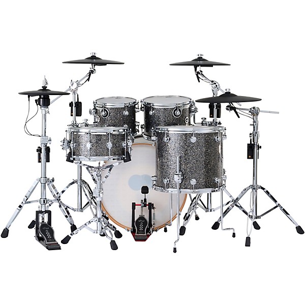 DWe 5-Piece Complete Kit Bundle with Roland Cymbals and DW Hardware Black Galaxy Finish Ply