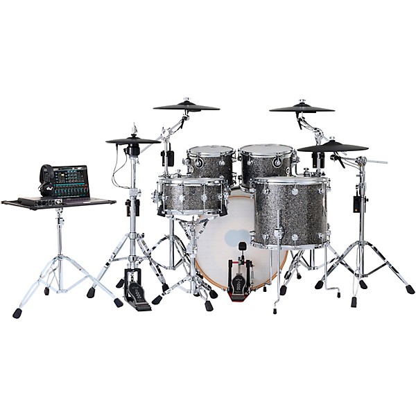 DWe 5-Piece Complete Kit Bundle with Roland Cymbals and DW Hardware Black Galaxy Finish Ply