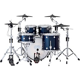 DWe 5-Piece Complete Kit Bundle with Roland Cymbals and DW Hardware Midnight Blue Metallic Lacquer