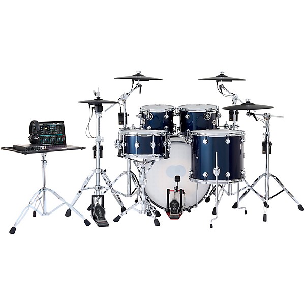 DWe 5-Piece Complete Kit Bundle with Roland Cymbals and DW Hardware Midnight Blue Metallic Lacquer