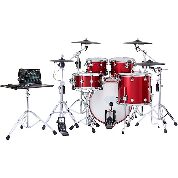 DWe 5-Piece Complete Kit Bundle with Roland Cymbals and DW Hardware Black Cherry Metallic Lacquer