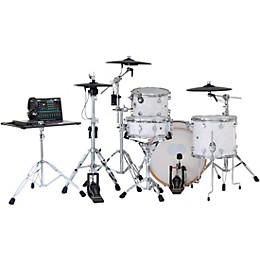 DWe 4-Piece Complete Kit Bundle with Roland Cymbals and DW Hardware White Marine Pearl Finish Ply