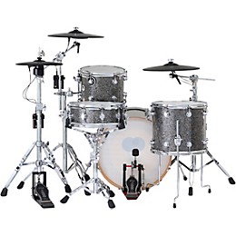 DWe 4-Piece Complete Kit Bundle with Roland Cymbals and DW Hardware Black Galaxy Finish Ply