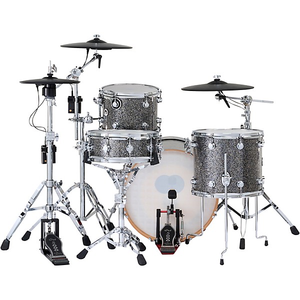 DWe 4-Piece Complete Kit Bundle with Roland Cymbals and DW Hardware Black Galaxy Finish Ply