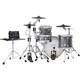DWe 4-Piece Complete Kit Bundle with Roland Cymbals and DW Hardware Black Galaxy Finish Ply