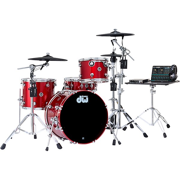 DWe 4-Piece Complete Kit Bundle with Roland Cymbals and DW Hardware Black Cherry Metallic Lacquer