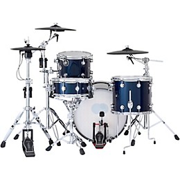 DWe 4-Piece Complete Kit Bundle with Roland Cymbals and DW Hardware Midnight Blue Metallic Lacquer