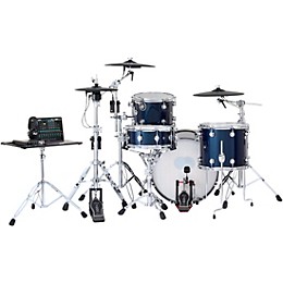 DWe 4-Piece Complete Kit Bundle with Roland Cymbals and DW Hardware Midnight Blue Metallic Lacquer