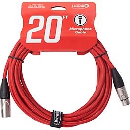 Livewire Braided XLR Microphone Cable 20 ft. Scarlet Riff