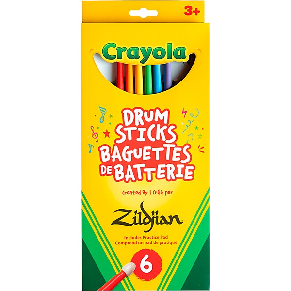 Zildjian x Crayola Pack, 6 Kids Drum Sticks & Practice Pad